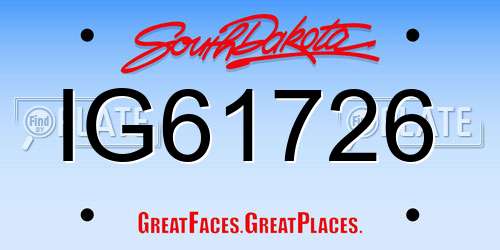 IG61726 South Dakota License Plate