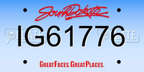 IG61776 South Dakota License Plate
