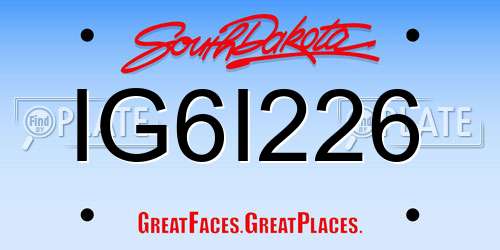IG6I226 South Dakota License Plate