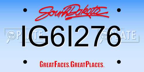 IG6I276 South Dakota License Plate