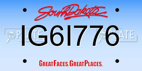 IG6I776 South Dakota License Plate
