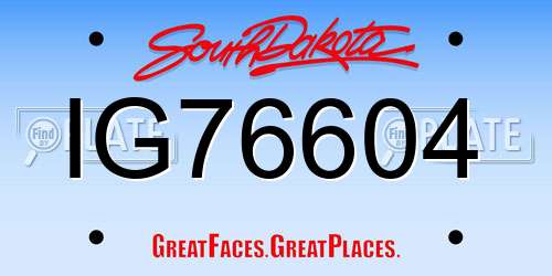 IG76604 South Dakota License Plate