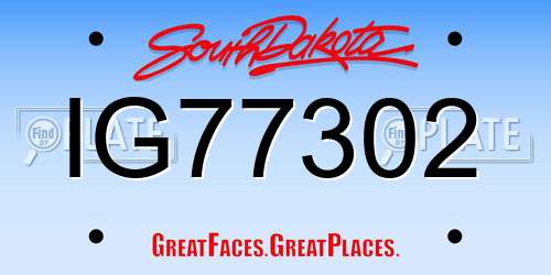 IG77302 South Dakota License Plate