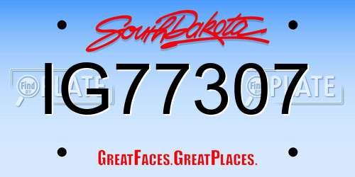 IG77307 South Dakota License Plate