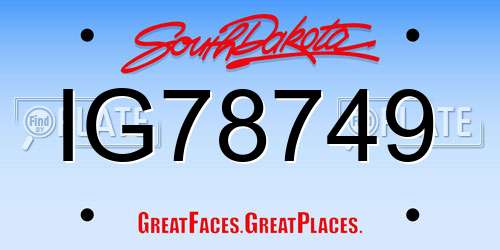 IG78749 South Dakota License Plate