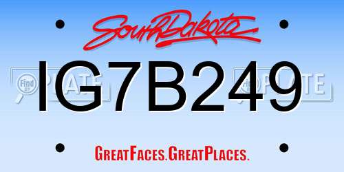 IG7B249 South Dakota License Plate