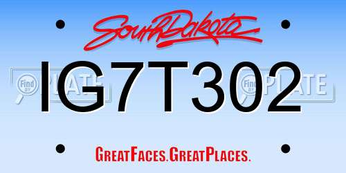 IG7T302 South Dakota License Plate