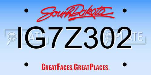 IG7Z302 South Dakota License Plate