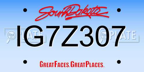 IG7Z307 South Dakota License Plate