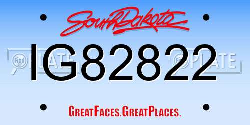 IG82822 South Dakota License Plate