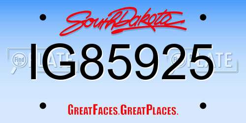 IG85925 South Dakota License Plate