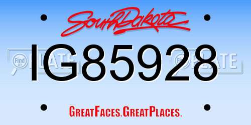 IG85928 South Dakota License Plate