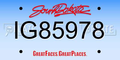 IG85978 South Dakota License Plate