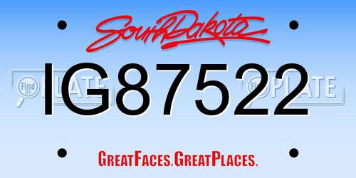 IG87522 South Dakota License Plate