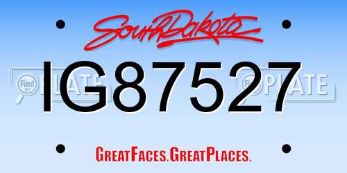 IG87527 South Dakota License Plate
