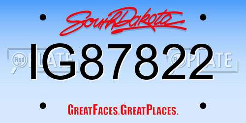 IG87822 South Dakota License Plate