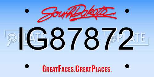 IG87872 South Dakota License Plate
