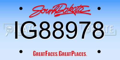 IG88978 South Dakota License Plate