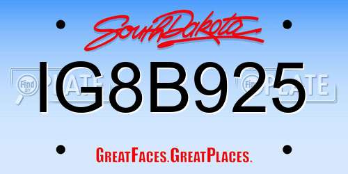 IG8B925 South Dakota License Plate