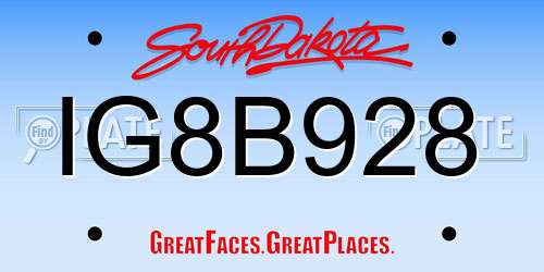IG8B928 South Dakota License Plate