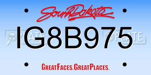 IG8B975 South Dakota License Plate