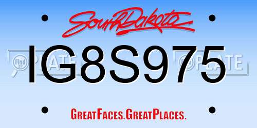 IG8S975 South Dakota License Plate