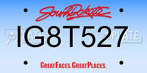 IG8T527 South Dakota License Plate