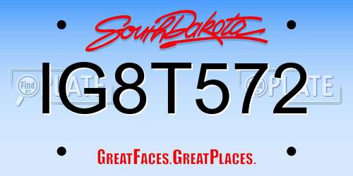 IG8T572 South Dakota License Plate