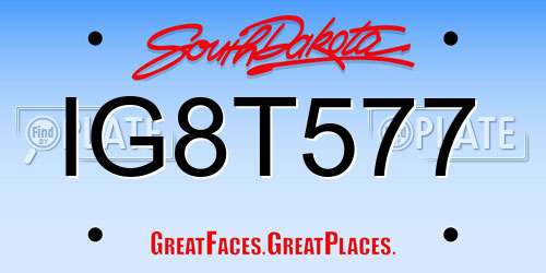 IG8T577 South Dakota License Plate