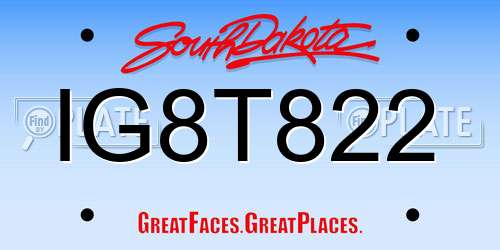 IG8T822 South Dakota License Plate