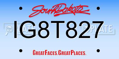 IG8T827 South Dakota License Plate