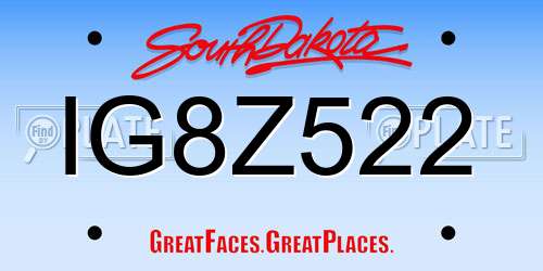 IG8Z522 South Dakota License Plate