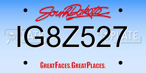 IG8Z527 South Dakota License Plate