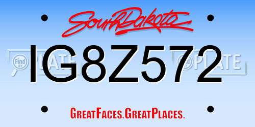 IG8Z572 South Dakota License Plate