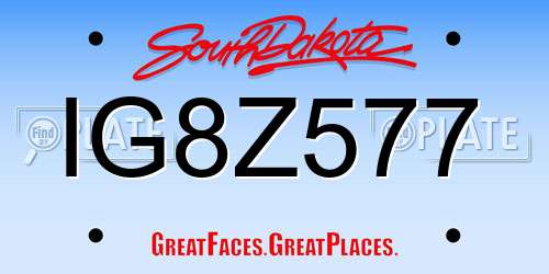 IG8Z577 South Dakota License Plate