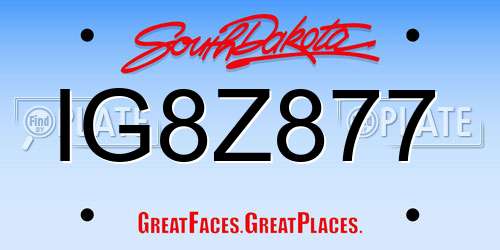 IG8Z877 South Dakota License Plate