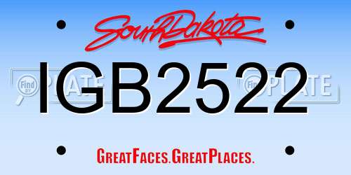 IGB2522 South Dakota License Plate