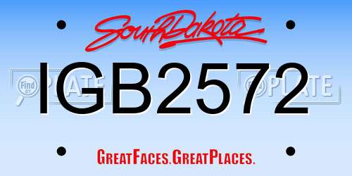 IGB2572 South Dakota License Plate