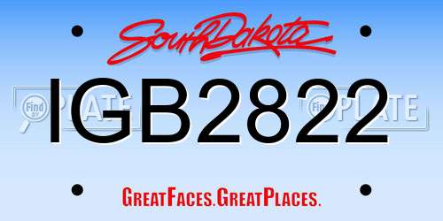 IGB2822 South Dakota License Plate
