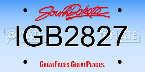 IGB2827 South Dakota License Plate