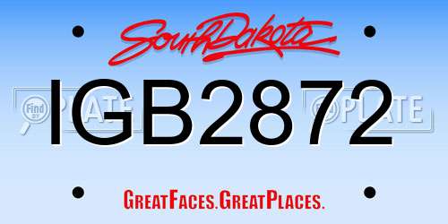 IGB2872 South Dakota License Plate