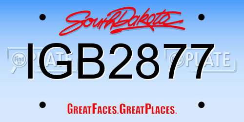 IGB2877 South Dakota License Plate