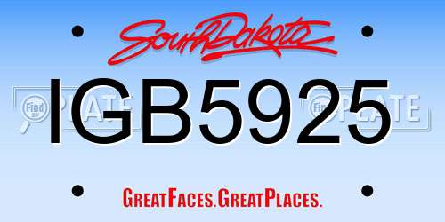 IGB5925 South Dakota License Plate