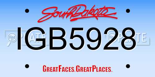 IGB5928 South Dakota License Plate