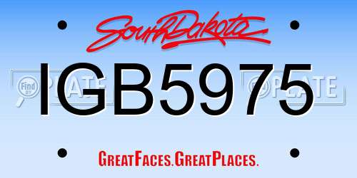 IGB5975 South Dakota License Plate