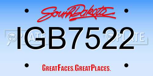 IGB7522 South Dakota License Plate