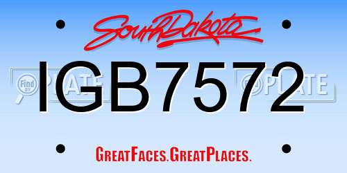 IGB7572 South Dakota License Plate