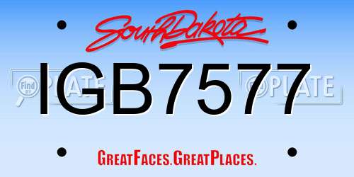 IGB7577 South Dakota License Plate