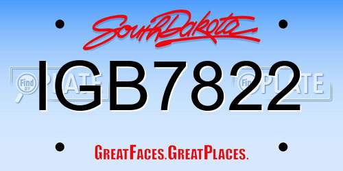 IGB7822 South Dakota License Plate
