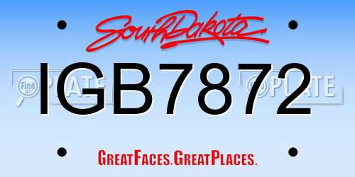 IGB7872 South Dakota License Plate